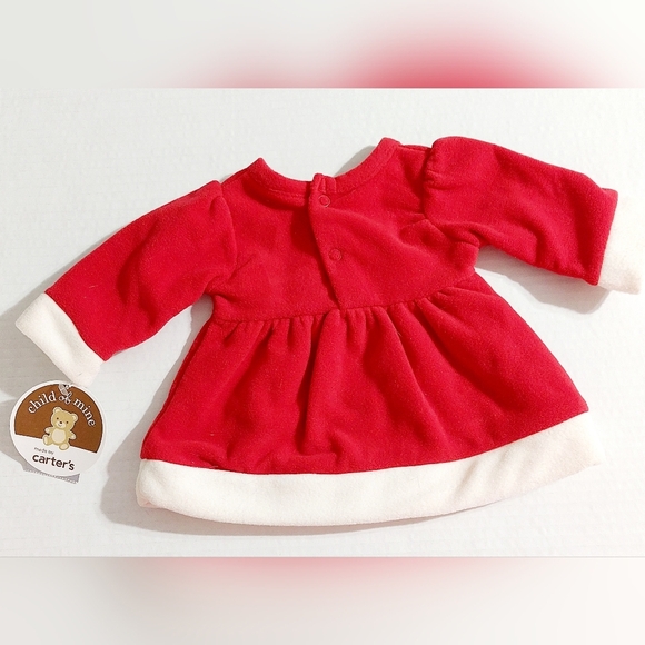 ⭐️5/$25 Carters Baby Girls Red White Warm Dress/Top Christmas Santa Newborn - Picture 5 of 6